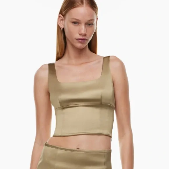 WHITE Aritzia Wilfred satin bustier - Picture 2 of 7